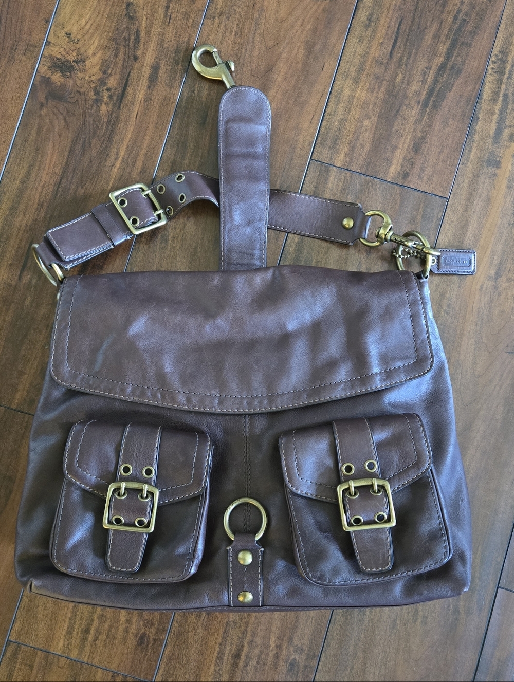 VTG Coach Legacy Brooklyn Brown Pocket Leather Messenger Shoulder Tote Large Bag - Picture 6 of 16